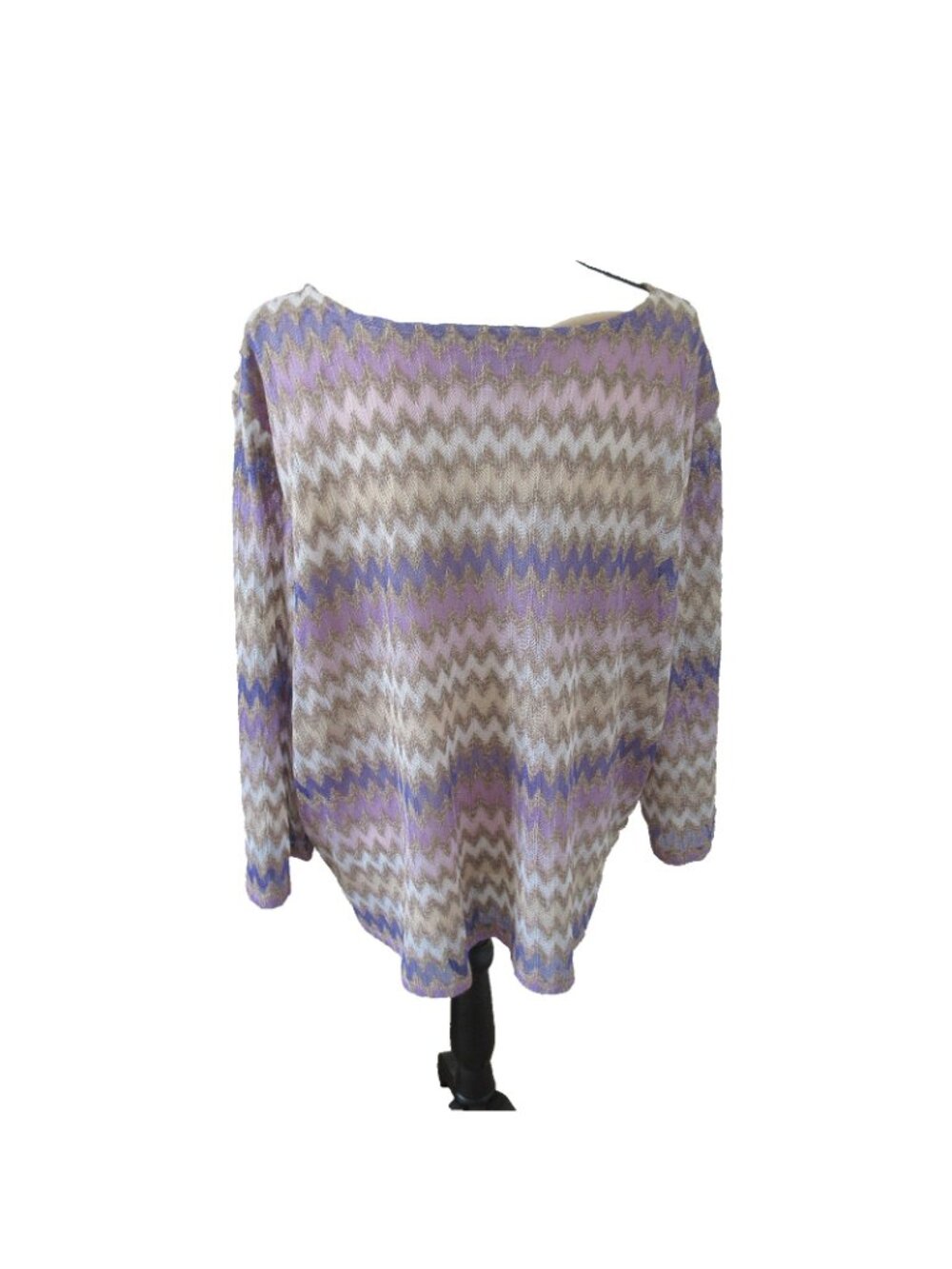 Alfred Dunner 3X Plus "Charm School" Purple /Gold Chevron Zig-Zag Knit Top - Picture 4 of 8